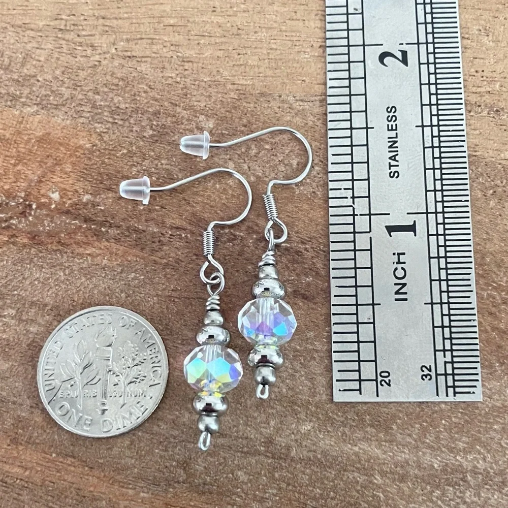 Czech glass and stainless steel dangle earrings - Picture 4 of 5